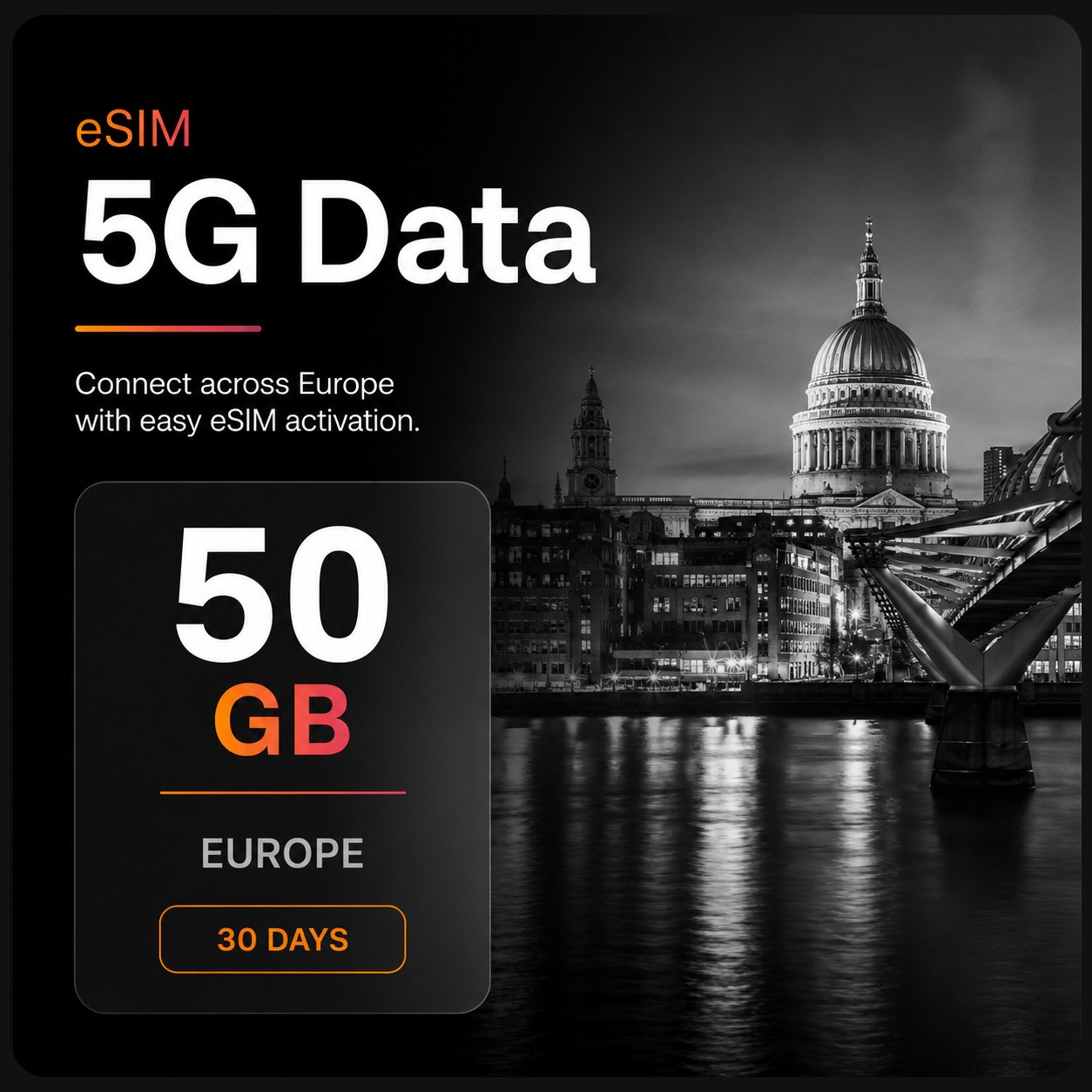 eSIM Europe  – 50 GB